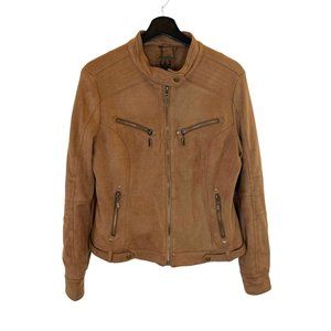 Odyn Brown Faux Suede Zip Up Jacket Medium